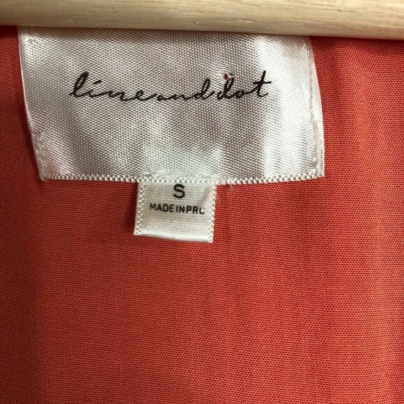 REVOLVE Line and Dot Zoe Wrap Top Linen Blend Puff Sleeve V-Neck Orange Small - Picture 6 of 11